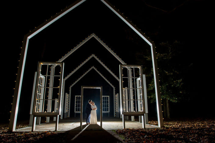 Night portrait at Historic Pole Green Church by best affordable wedding photographer