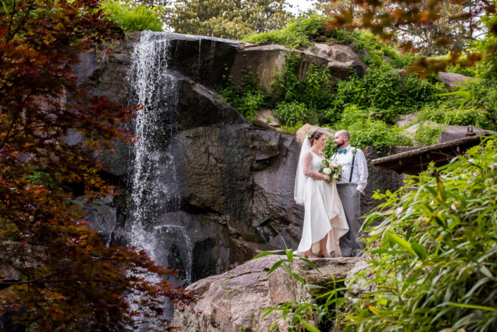 Best wedding photographer takes colorful photo at Maymont Park Waterfall in Richmond VA