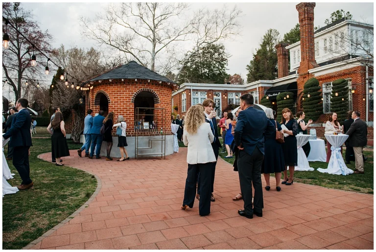 Cocktail hour on the patio at Mankin Mansion