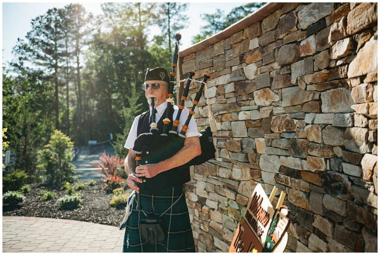 Bagpiper playing processional music at Brandermill Country club