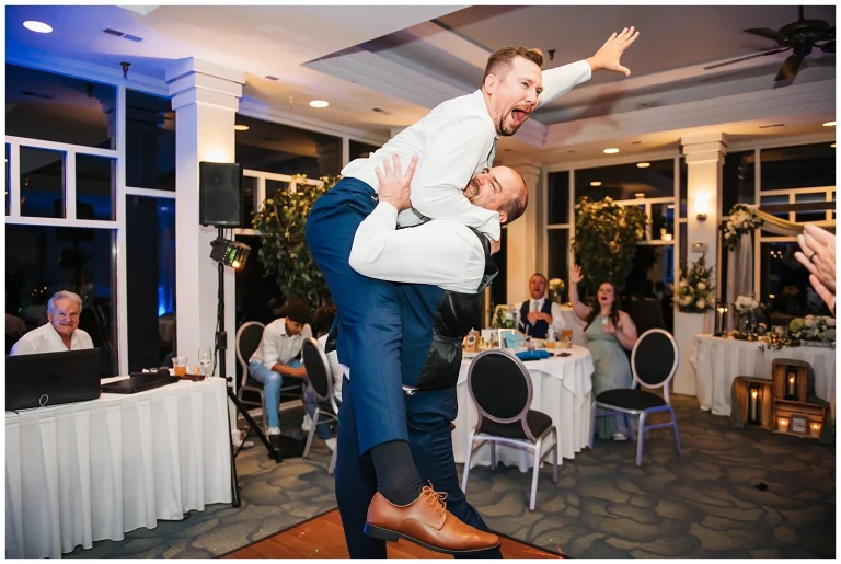 Groomsmen do the 'dirty dancing' move at Brandermill Country club wedding reception