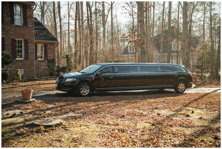 Richmond Limo waiting outside a bride and groom's home to take them to their wedding venue